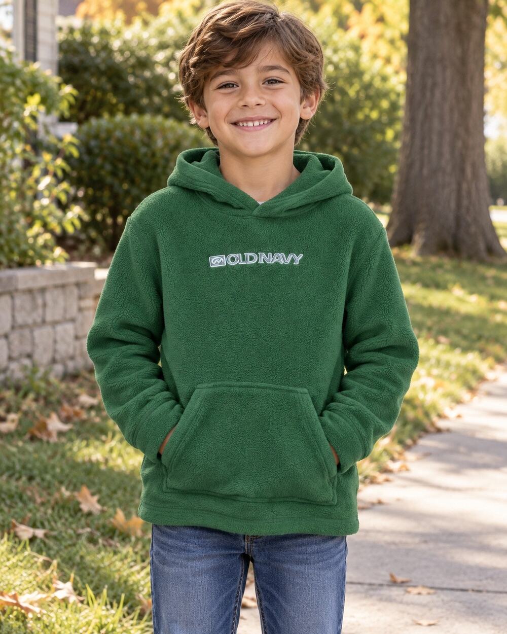 2002 y2k Old Navy kids Green Hoodie fleece size 8
